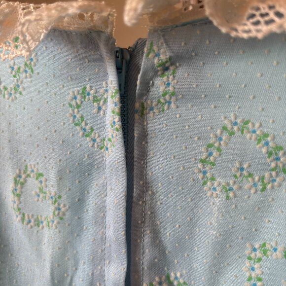 Handmade Vintage Prairie Dress ~XS/Sm~ Cottagecore Blue Lace Embroidery Romantic - Picture 8 of 11